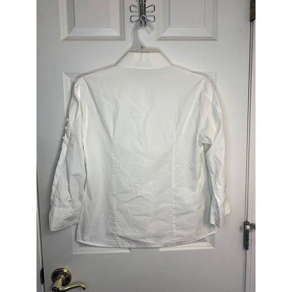Anne Fontaine Paris White Cold Shoulder Button Down Blouse Shirt Size 2 - Picture 2 of 5